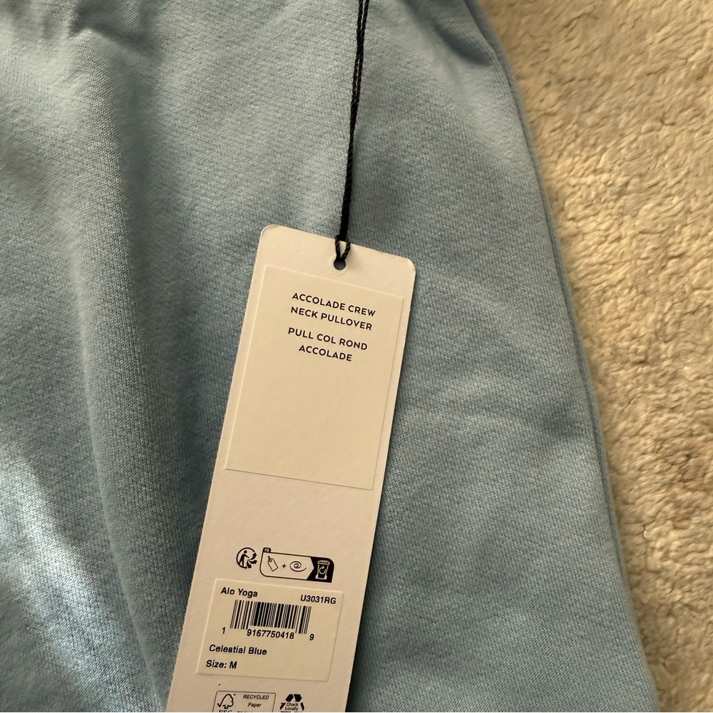 NWT ALO YOGA Accolade Crewneck Pullover Celestial Blue S and M - Picture 8 of 8